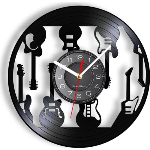 Guitars Re-purposed Vinyl Record Clock Wall Clock Vinyl Disk Timepieces Classic Punk Rock Musical Wall Clock Music Lover Gifts