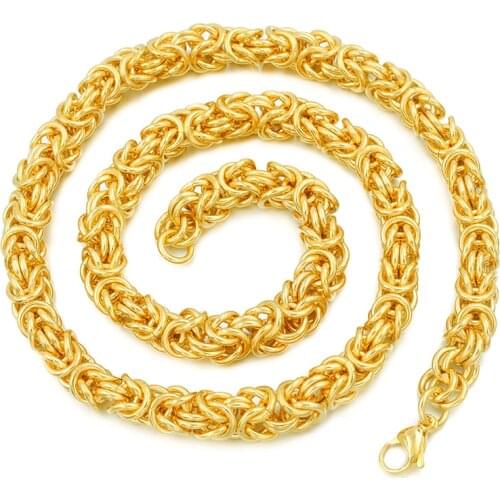 CHIMDOU jewelry 7mm rock cool byzantien chains,long/choker necklace 50cm-70cm for men women,stainiless steel customed necklaces