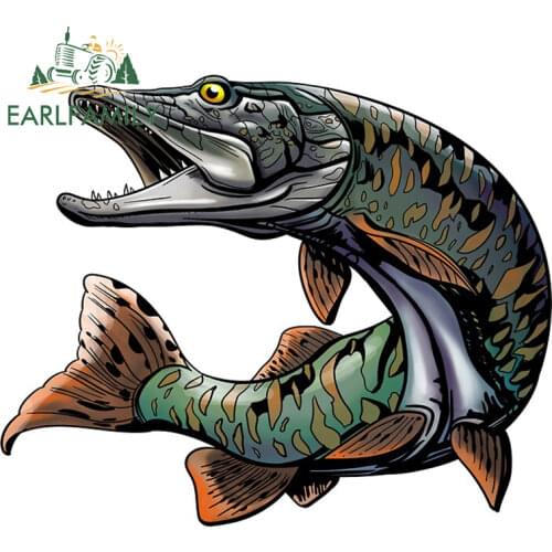 EARLFAMILY 13cm x 10.6cm for Fishing Fish Car Stickers VAN RV Decal Windshield Car Assessoires Funny Surfboard Decals Decor