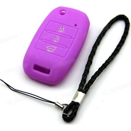 Purple Silicone Case Cover Fit For Kia K3 Carens Optima Sorento Fit Forte Cerato Remote Flip Key 3 Buttons K3FFEIPU