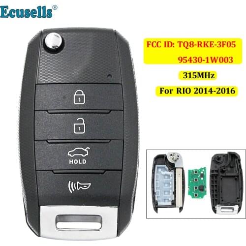 3+1 Button Flip Remote Car Key Fob 315MHz for Kia Rio 2014-2016 FCC ID: TQ8-RKE-3F05 95430-1W003