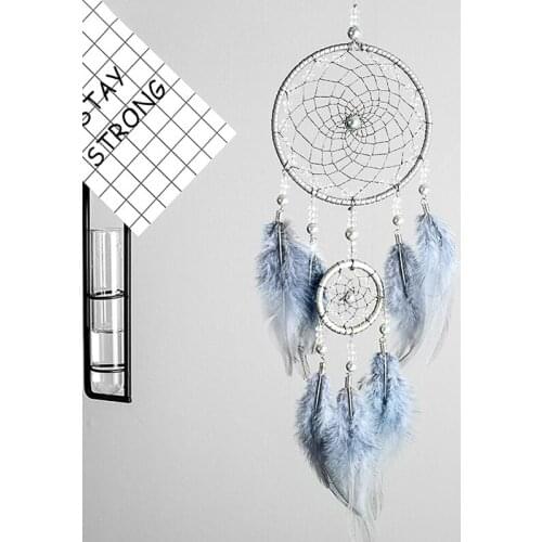 1Pcs Hanging Decoration Pearl/Feather/Iron Ring Hand Woven Dream Catchers Net Multi Purpose Mini Wind Chimes For Room Ornament