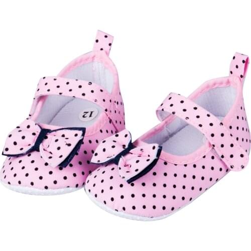 Cute Casual Newborn Baby Girl Shoes Soft Wave Point Bow-knot Breathable Prewalker Infant Footwear Pink/White