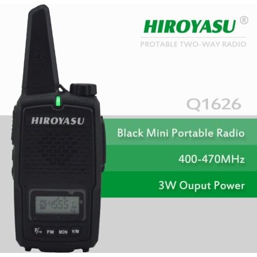 Mini walkie Talkie HIROYASU Q1626 UHF 400-470MHz 16Channels Portable Two-Way Radio (Color Black)