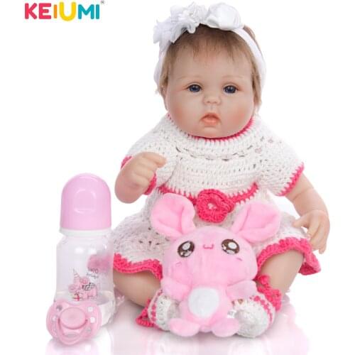 KEIUMI Handmade Touch Soft Reborn Baby Dolls 17 inch Lifelike Baby Reborn Toddler Stuffed Doll For Kids Childrens Day Gifts