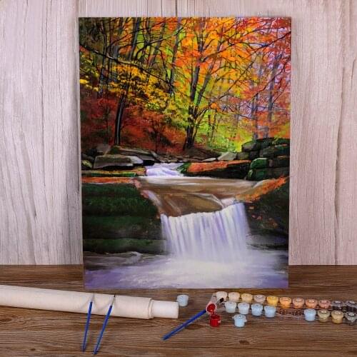 Landscape Waterfall Painting By Numbers Complete Kit Oil Paints 50*70 Canvas Painting Wall Paintings Children Wholesale