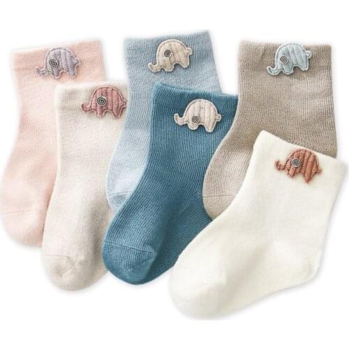 3 Pairs/Lot Baby Boy Girl Socks Children Socks Cute Cartoon Decorative Solid Color Newborn Socks Boneless Suture Newborn Socks