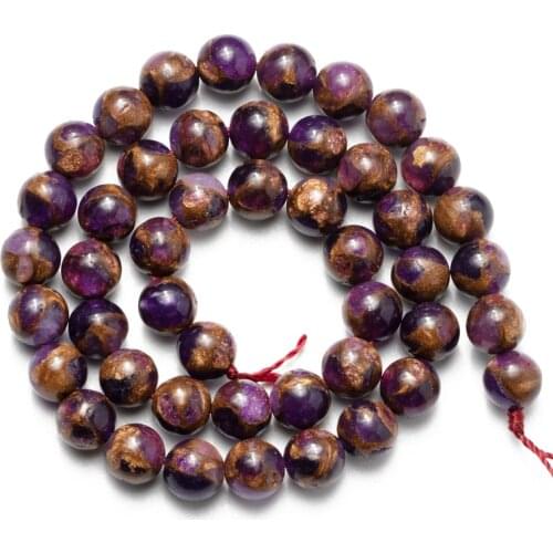 Wholesale Natural Purple Cloisonne Stone Beads Round Loose Beads 4 6 8 10 12mm DIY Making Bracelet Necklace Jewelry Accessories