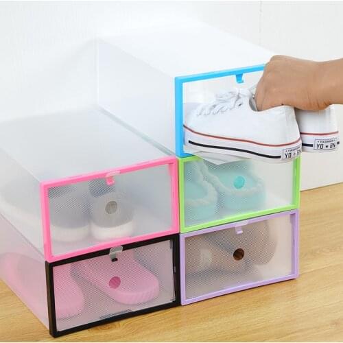 1Pcs Plastic Stackable Shoe Drawer Box Thick DIY Folding Shoe Box Toys Accessories Clothes Shoe Storage Home Storage Box