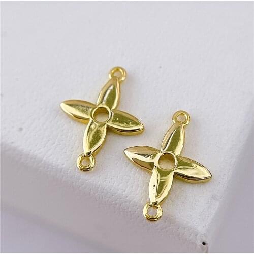 2PCS High Quality Cupronickel Real 18K Gold Plated Charms Pendants Jewelry Making Supplies Findings Accessories