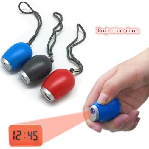 Portable Digital Projection Alarm Clock Key Chains Mini Projector LED Clock Carry Time Flashlight Clock Hanging Rope Table Decor