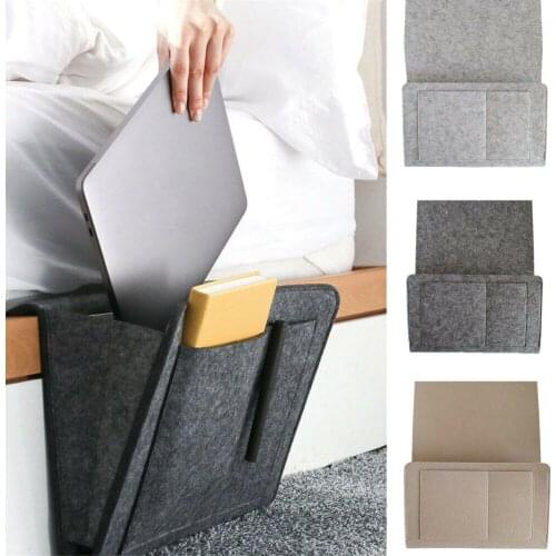 Bedside Felt Storage Bag with Pockets Bed Sofa Desk Hanging Organizer for Phone Magazines Tablets Remotes NIN668