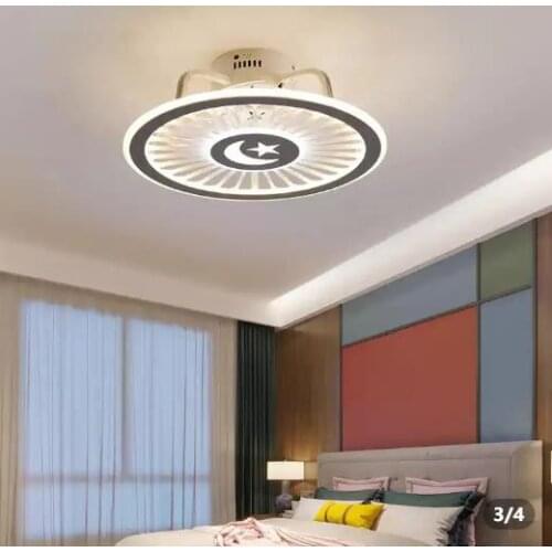 GIRBAN Free Ceiling Fan with Led Light for Bedroom Home Decor Ventilator Lamp D50 Air Invisible Blades Silent Fan Celing Lights