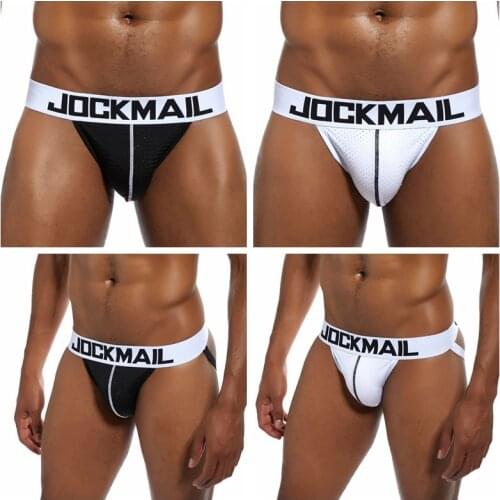 4PCS/Lot Jocks Men Mesh Low Sexy Men Underwear Briefs Gay Penis Pouch Wonderjock Bikini Gay Underwear Man Jockstrap Thong Tanga