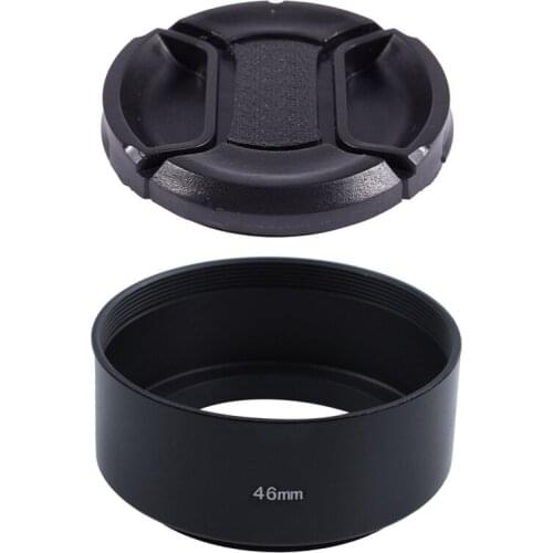 Univeral 49mm Center Pinch Front Lens Cap for DSLR Camera with 46mm Mount Standard Metal Lens Hood