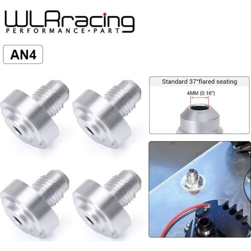 WLR RACING - 4PCS/PACK Top Quality Aluminum AN4-AN Straight Male Weld Fitting Adapter Weld Bung Nitrous Hose Fitting Silver