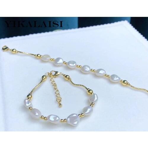 YIKALAISI Fine Jewelry Charm Bracelet Pearl Jewelry 9-10mm Natural Freshwater Pearl Bracelet Bracelet For Women