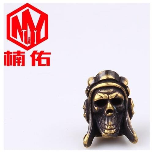 1PC EDC Tool Retro Skull Brass Paracord Knife Beads Outdoor Multi-tool Keychain Pendant Accessories