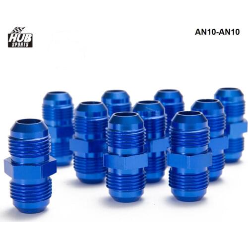10PCS/LOT Blue Anodized Aluminum Union Adapter Fittings For Oil Cooler/ Fuel Tank/Fuel Pump AN10-AN10