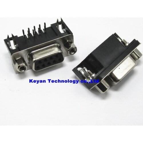10 PCS DB9 Female PCB Mount, D-Sub 9 pin PCB Connector,RS232 Connector 90-degree bent needle DR9