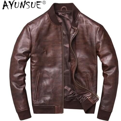 2021 Fashion Real Sheepskin Coat Men Streetwear Biker Vintage Genuine Leather Jacket Men Casaul Mens Clothing Jaquetas WPY3675