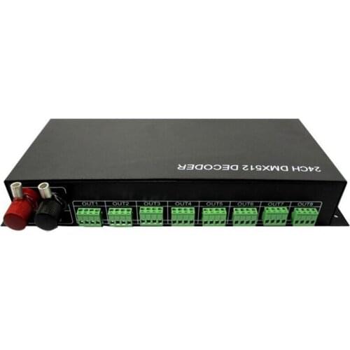 24Channels DMX512 Decoder DMX LED Controller Dimmer; DC12~24V input; Output power: 12V