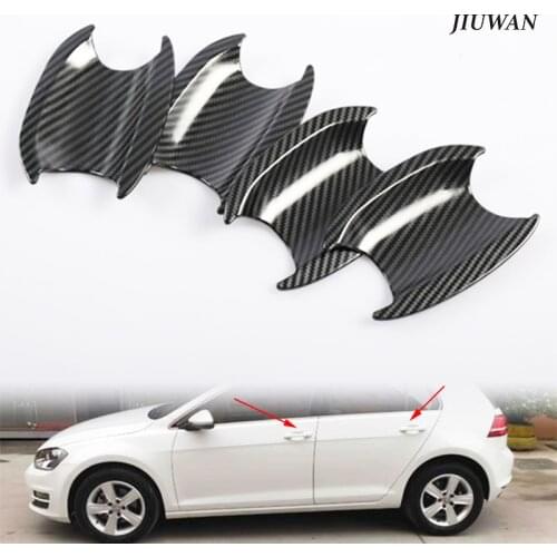 4 Pcs Modified Car Door Handle Bowl Cover Trim ABS Carbon Fiber Decoration Cap Stickers Accessories For Volkswagen Golf 7/7.5