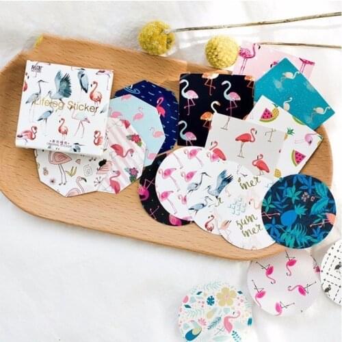 45PCS/box New Lovely Stationery Flamingo DIY Scrapbook Paper Lable Stickers Crafts And Scrapbooking Decorative Lifelog Sticker