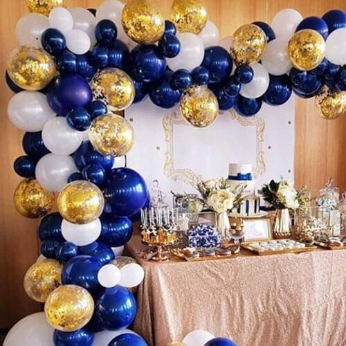 61/92 Pcs Navy Blue Gold Metallic Balloon Arch Confetti Balloons for Wedding Bridal Birthday Party Decorations Baby Shower Girl