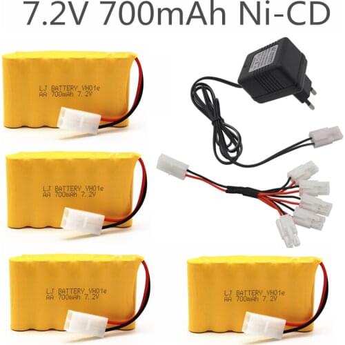 7.2v 700mah AA NI-CD Battery With 7.2v Charger Set For Electric toys car Telerobot boat Remote control Tank L6.2-2P Plug