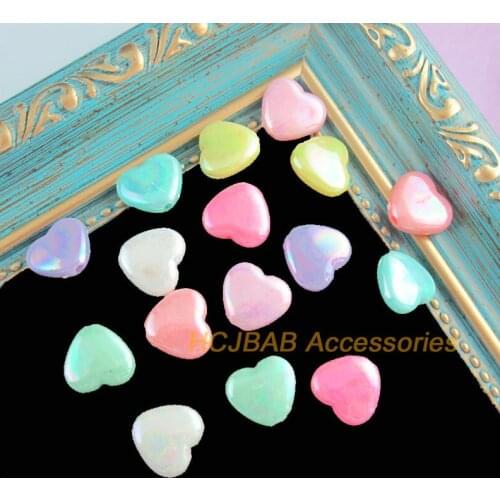 70 New Heart Transparent Acrylic Charms Love Spacer Beads Mixed 11x12mm