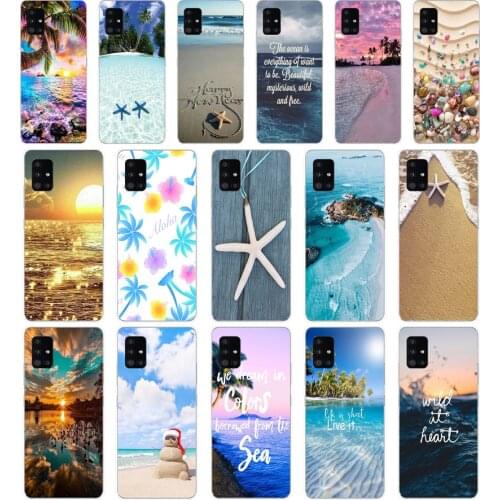 87AA Blue Wood Seashells Sea Star Soft Silicone Tpu Cover phone Case for Samsung Galaxy A31 A41 A51 A71 A40 2019 Case