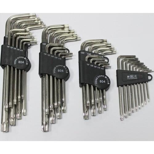 9Pcs PengGong Torx L-shape Hex Wrench Durable Hex Key Wrench Spanner Bicycle Repair Wrench Kit Hand Tools