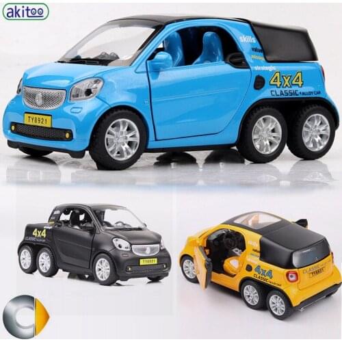 Akitoo Smart car model pickup truck car model pull back car sound and light door #2449