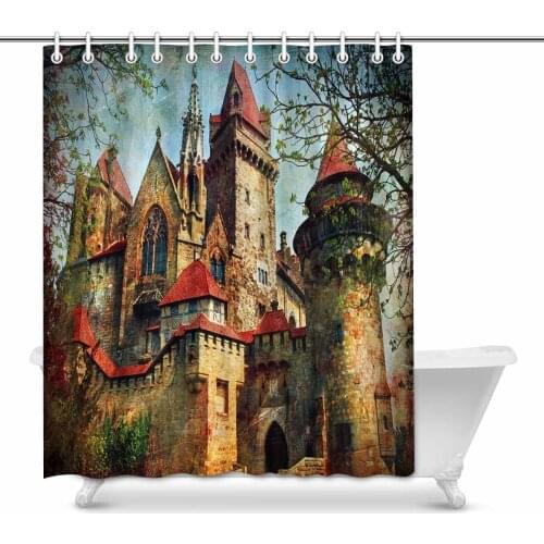 Aplysia Castle From Fairy Tale Medieval Kreuzenstein in Austria Fabric Bathroom Shower Curtains with Hooks