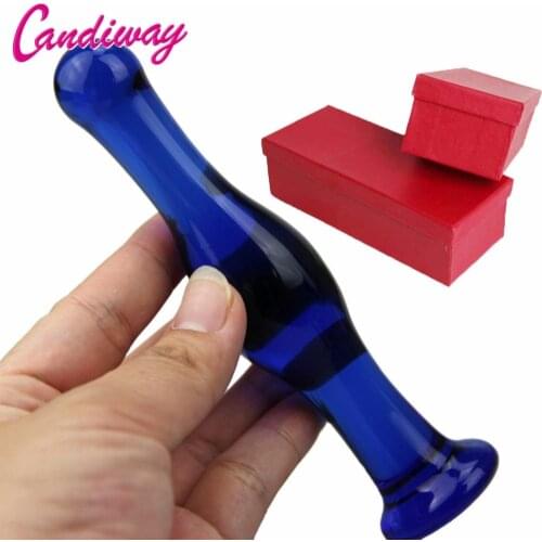 CandiWay Blue Glass Anal plug Nightlife anus Dildo adult toys Crystal Adult Penis Vagina Butt plugs Gay Sex Toys for Men Women