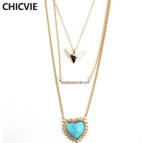 CHICVIE Handmade chain Necklace Anchors Charm Crystal Necklace for Women Vintage Jewelry SNE160081