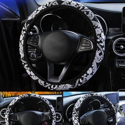 Car Steering Covers Suitable for 37-38cm Elephant Print Car Decoration Breathable Anti-Slip Steering Wheel Cover