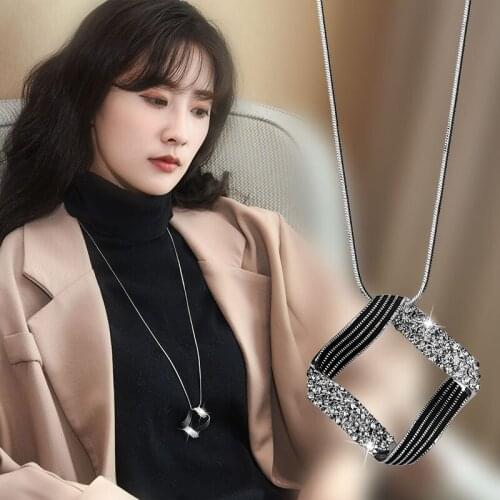 Geometric Pendant Long Necklace For Women Vintage Sweater Chain Christmas Gifts