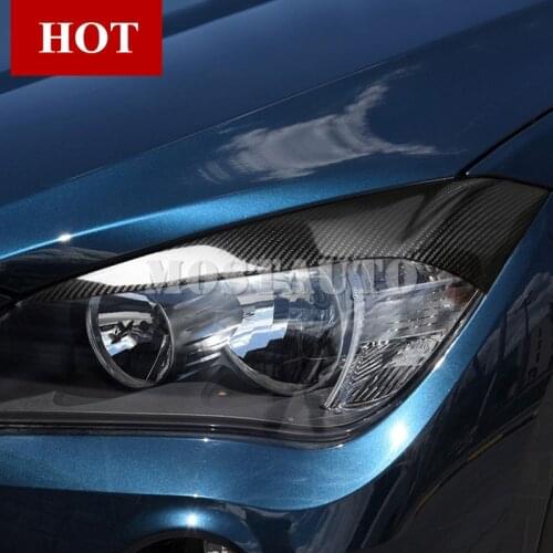 For BMW X1 E84 Carbon Fiber Headlight Eye Lid Eyebrow Trim Cover 2010-2015 2pcs Car Accessories Interior Car Decor Car Trim