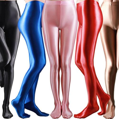 Women High Gloss Pantyhose Tights Elastic Oil Shiny Glossy Stockings Hosiery Plus Size Black Red Blue White