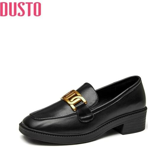 DUSTO 2021 new autumn square leather shoes for women