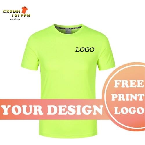 T-shirt top 6-color custom logo short-sleeved high-end cotton flashing fabric quick-drying round neck printing DIY brand text