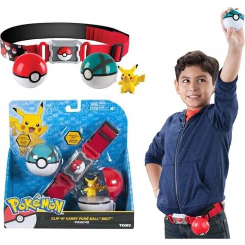 TAKARA TOMY Pokemon toys Pokeball With Belt Action Figure Model Toys Retractable Belt Gifts for Children Kids Toys in box