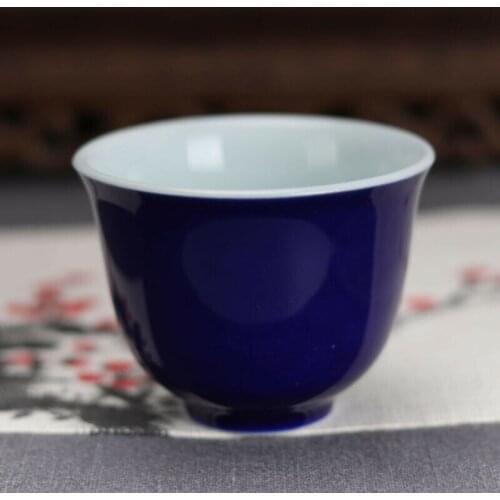 China antique Porcelain Ming xuande blue glaze gongfu Wine Glass tea cup