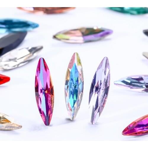 4x15mm Nails Glue Rhinestones Glass Strass Pointback DIY Art Crafts Fancy Stones High Quality AB Color Nail Art Decoration Stone