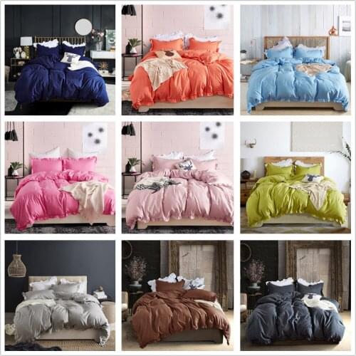 Lotus Leaf Bedding Sets for Girl Solid Color Duvet Cover Set Twin Queen King Size Sanding Polyester Fabric Fashion Bedroom Decor