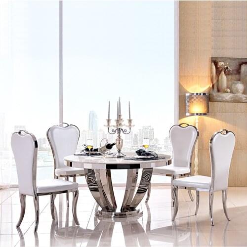 Stainless steel marble dining table round comedor sillas de comedor mesa comedor muebles de madera jantar chair cadeira Nordic