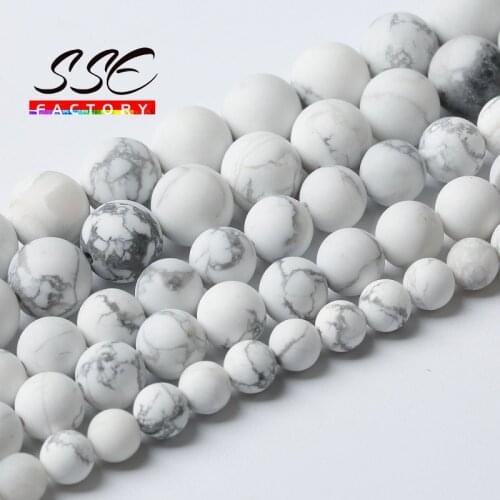 Matte Natural White Howlite Turquoises Beads Stone For Jewelry Making Round Loose Beads DIY Bracelet 4 6 8 10 12 14MM 15" Strand