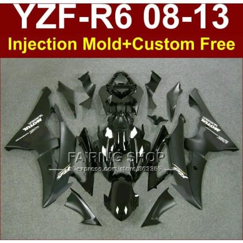 Matte black custom fairings for YAMAHA 2008 2009 2011 2013 YZF-R6 08-13 Injection mold bodywork YZFR6 aftermarket YZF1000 ABS R6